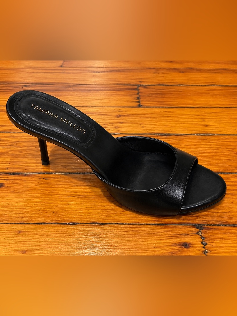 Tamara Mellon Black Leather Mule Heels Sandals Size 40 / US 10 - Picture 2 of 3